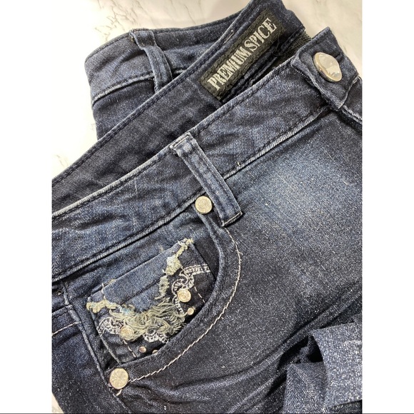 Premium Spice Whiskered Rhinestone Jeans - Picture 2 of 5